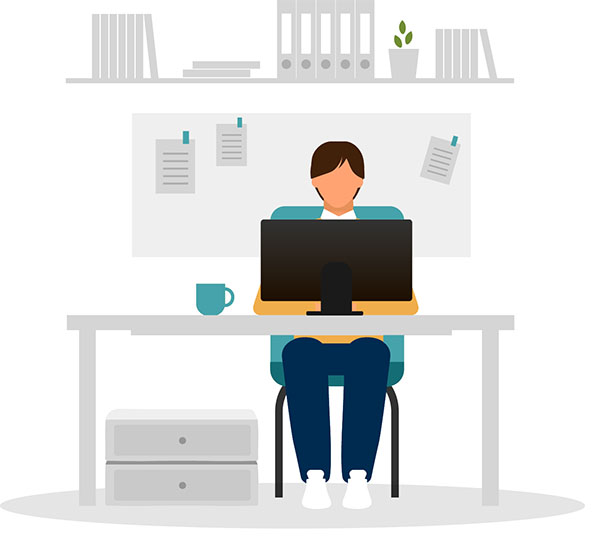 Graphic of Accountant at a desk